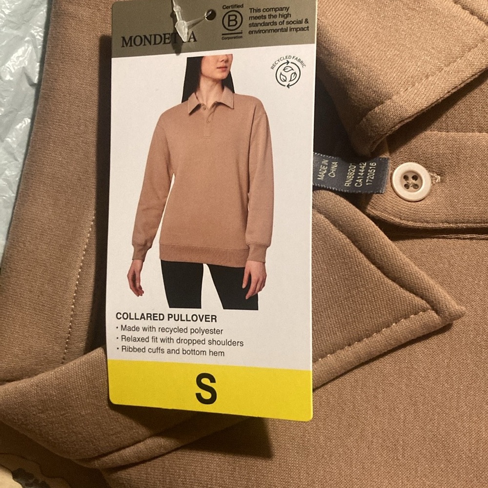 NWOT Mondetta ladies fleece collared pullover S - Picture 5 of 8